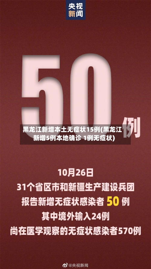 黑龙江新增本土无症状15例(黑龙江新增5例本地确诊 1例无症状)