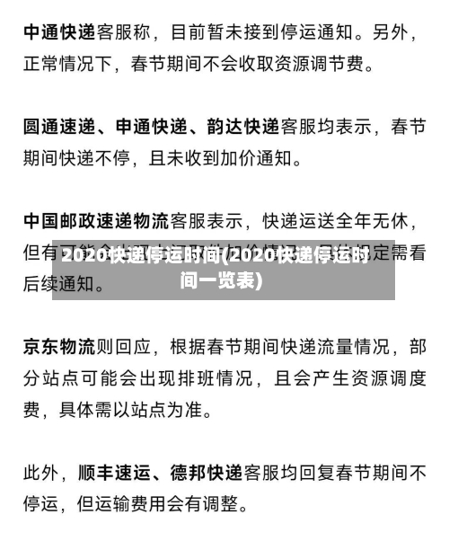2020快递停运时间(2020快递停运时间一览表)-第3张图片