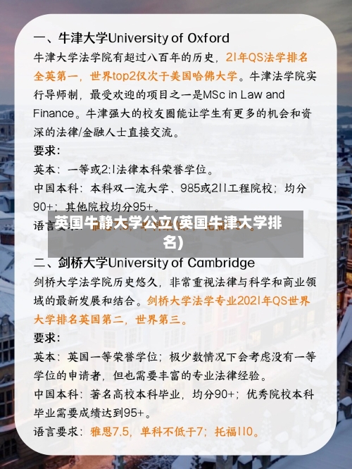 英国牛静大学公立(英国牛津大学排名)
