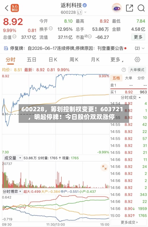 600228，筹划控制权变更！603721，明起停牌！今日股价双双涨停-第2张图片