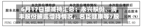 6月17日增减持汇总：永兴股份	、润丰股份披露增持情况，名臣健康等7股拟减持（表）-第2张图片