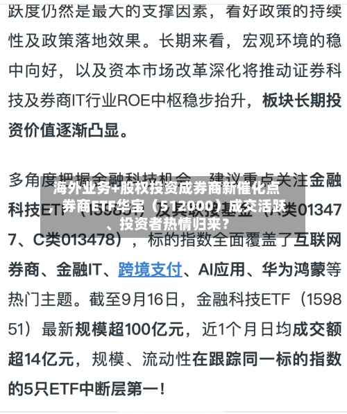 海外业务+股权投资成券商新催化点，券商ETF华宝（512000）成交活跃、投资者热情归来？-第2张图片