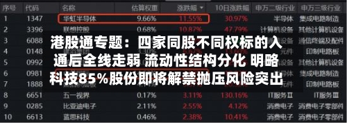 港股通专题：四家同股不同权标的入通后全线走弱 流动性结构分化 明略科技85%股份即将解禁抛压风险突出-第2张图片